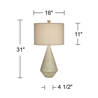 Pacific Coast Lighting Adelis 31" Tall Large Geometric Modern End Table Lamp Beige Faux Bleached Wood Finish Single Living Room Bedroom Bedside House 7 Pacific Coast Lighting Adelis 31" Tall Large Geometric Modern End Table Lamp Beige Faux Bleached Wood Finish Single Living Room Bedroom Bedside House - Image 7
