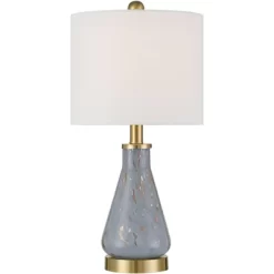 360 Lighting Alexia 20" High Small Modern Accent Table Lamps Set Of 2 Gold Blue Finish Glass White Shade Living Room Bedroom Bedside Nightstand House -Lighting Discount Store GUEST 00f906ea ce87 454f 8cbd 0a34a88a75c3