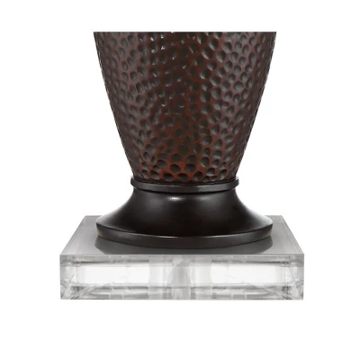 360 Lighting Cody Rustic Farmhouse Table Lamps Set Of 2 With Square Risers 27 1/2" Tall Oiled Bronze Hammered Oatmeal Drum Shade For Bedroom Bedside 4 360 Lighting Cody Rustic Farmhouse Table Lamps Set Of 2 With Square Risers 27 1/2" Tall Oiled Bronze Hammered Oatmeal Drum Shade For Bedroom Bedside - Image 4