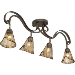 Pro Track 4-Head Ceiling Track Light Fixture Kit Adjustable Brown Bronze Finish Organic Amber Glass Western Kitchen Bathroom Living Room 41" Wide 10 Pro Track 4-Head Ceiling Track Light Fixture Kit Adjustable Brown Bronze Finish Organic Amber Glass Western Kitchen Bathroom Living Room 41" Wide -Lighting Discount Store GUEST 02dd5fa9 cdd3 4c89 9961 c85cbeb05ea4
