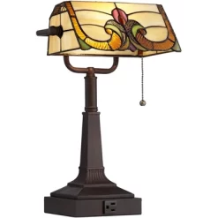 Robert Louis Tiffany Traditional Piano Banker Desk Table Lamp 17" High With AC Power Outlet Bronze Floral Art Glass Bedroom Office 13 Robert Louis Tiffany Traditional Piano Banker Desk Table Lamp 17" High With AC Power Outlet Bronze Floral Art Glass Bedroom Office -Lighting Discount Store GUEST 03ecdbab c402 4c36 b70f 3711b64ceb9f