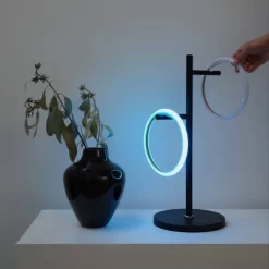 Brightech Saturn RGB Modern Dimmable Removable Ring Light (Includes LED Light Bulb) Tree Desk Table Lamp Matte Black