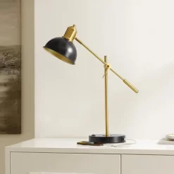 Amur Table Lamp W/ USB Port - 24 Inch Height - TBL4456 - Black/Brass - Safavieh