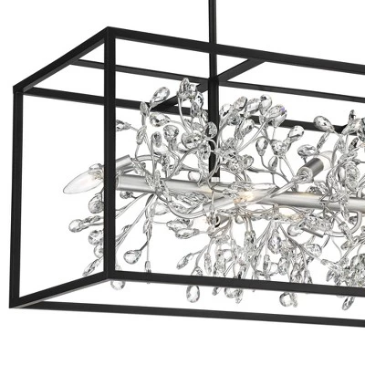 Possini Euro Design Carrine Black Silver Linear Pendant Chandelier 38 1/2" Wide Modern Clear Crystal 8-Light Fixture For Dining Room Kitchen Island 3 Possini Euro Design Carrine Black Silver Linear Pendant Chandelier 38 1/2" Wide Modern Clear Crystal 8-Light Fixture For Dining Room Kitchen Island - Image 3