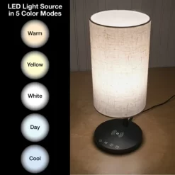 Excello Brands Wellness Series 5-Touch Fabric Shade LED Desk Lamp, 14", Black