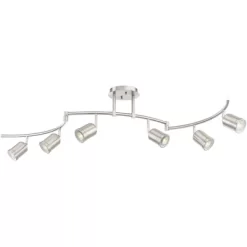 Pro Track Rhodes 6-Head LED Ceiling Track Light Fixture Kit Spot Light GU10 Silver Brushed Nickel Finish Metal Modern Kitchen Bathroom Dining 63" Wide -Lighting Discount Store GUEST 0b064ce6 ed63 4465 a21c 7b15326d4fc2