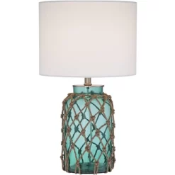 360 Lighting Nautical Accent Table Lamps 22.5" High Set Of 2 Coastal Blue Green Rope Net Off White Drum Shade For Living Room Family Bedroom -Lighting Discount Store GUEST 0bcc9f9c 6b04 4afb 9339 a035cfc2b015