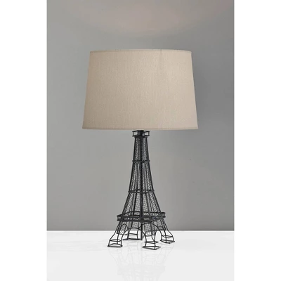 Adesso Eiffel Tower Table Lamp Black/Beige: Acrylic 3-D Base, No Assembly, UL Listed, Modern Decor 3 Adesso Eiffel Tower Table Lamp Black/Beige: Acrylic 3-D Base, No Assembly, UL Listed, Modern Decor - Image 3