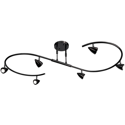 Pro Track Salazar S-Wave 6-Head LED Ceiling Track Light Fixture Kit Spot Light GU10 Adjustable Black Metal Modern Kitchen Bathroom Dining 54" Wide 3 Pro Track Salazar S-Wave 6-Head LED Ceiling Track Light Fixture Kit Spot Light GU10 Adjustable Black Metal Modern Kitchen Bathroom Dining 54" Wide - Image 3