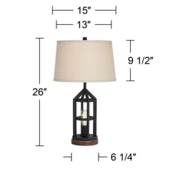 Franklin Iron Works Lucas Western Table Lamps 26" High Set Of 2 Bronze With USB Charging Port And Nightlight LED Drum Shade For Bedroom Bedside Desk -Lighting Discount Store GUEST 0e654c73 c357 48f8 9f84 89a3196ed46b
