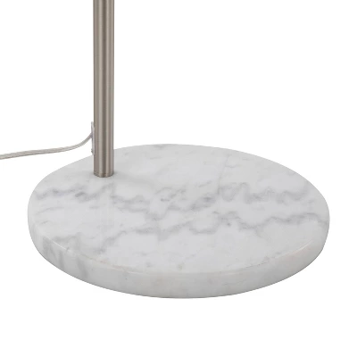 LumiSource March Contemporary Floor Lamp In White Marble And Nickel With Gray Linen Shade: Metal Body, Push Button Foot Switch 7 LumiSource March Contemporary Floor Lamp In White Marble And Nickel With Gray Linen Shade: Metal Body, Push Button Foot Switch - Image 7