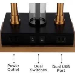 Possini Euro Design Griffin Modern Gooseneck Desk Lamp 31" Tall Gold With USB Charging Port Black Metal Rectangular Shade For Bedroom Living Room Kids -Lighting Discount Store GUEST 0ffcf231 80f2 4393 b295 a80284adc60c