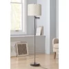 Regency Hill Swing Arm Floor Lamp 60.5" Tall Bronze Embroidered Hourglass Off White Fabric Drum Shade For Living Room Reading Bedroom