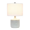 19" Contemporary Bohemian Ceramic Eyelet Pattern Floral Textured Bedside Table Lamp With Fabric Shade Off-White - Lalia Home