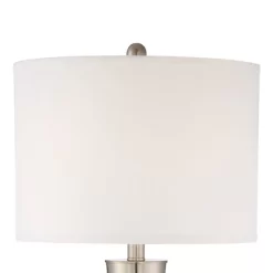 360 Lighting Geoff Modern Table Lamps 26" High Set Of 2 Brushed Nickel With USB Charging Port Table Top Dimmers White Drum Shade For Living Room Desk -Lighting Discount Store GUEST 14b66398 4922 4109 b0dd 9a7edd3f70d8