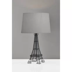 Adesso Eiffel Tower Table Lamp Black/Beige: Acrylic 3-D Base, No Assembly, UL Listed, Modern Decor