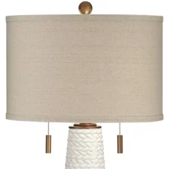 Possini Euro Design Kingston Modern Mid Century Table Lamp 32 3/4" Tall White Grooved Patterned Ceramic Taupe Drum Shade For Bedroom Living Room House 10 Possini Euro Design Kingston Modern Mid Century Table Lamp 32 3/4" Tall White Grooved Patterned Ceramic Taupe Drum Shade For Bedroom Living Room House -Lighting Discount Store GUEST 15d26357 aafb 47a0 8f9a 2fff0faebb83