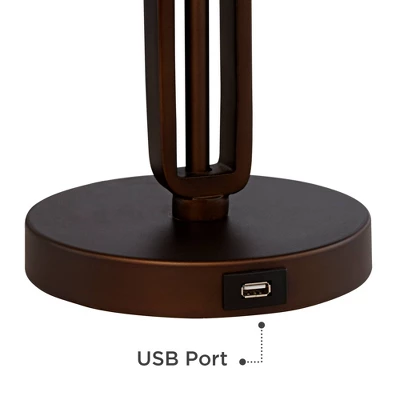 Franklin Iron Works Samuel Industrial Desk Lamp 20" High Rubbed Bronze With USB Charging Port Natural Mica Shade For Bedroom Living Room Bedside Desk 4 Franklin Iron Works Samuel Industrial Desk Lamp 20" High Rubbed Bronze With USB Charging Port Natural Mica Shade For Bedroom Living Room Bedside Desk - Image 4
