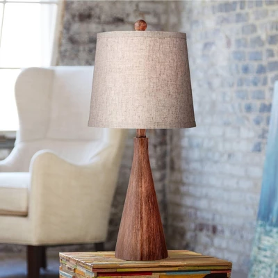 360 Lighting Fraiser Modern Accent Table Lamp 23 1/2" High Brown Faux Wood Oatmeal Drum Shade For Bedroom Living Room Bedside Nightstand Office Kids 1 360 Lighting Fraiser Modern Accent Table Lamp 23 1/2" High Brown Faux Wood Oatmeal Drum Shade For Bedroom Living Room Bedside Nightstand Office Kids