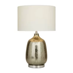 Linen Table Lamp With Faux Mercury Glass Finish Silver - Olivia & May -Lighting Discount Store GUEST 17ddbf93 e2b4 489d 8b9c 34ab12518ae6