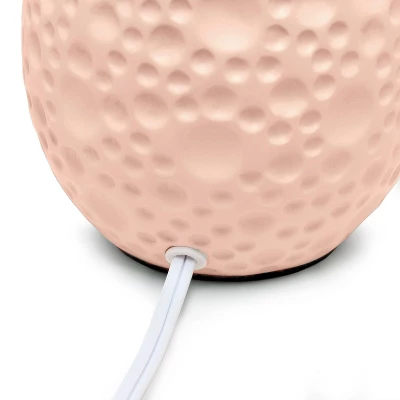 14.17" Traditional Ceramic Texture Thumbprint Tear Drop Table Desk Lamp With Tapered White Shade Pink - Creekwood Home 5 14.17" Traditional Ceramic Texture Thumbprint Tear Drop Table Desk Lamp With Tapered White Shade Pink - Creekwood Home - Image 5