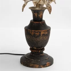 Vintage Floral Table Lamp With Distressed Black Shade And Elegant Flower Accents, Rustic Home Decor, 1pc -Lighting Discount Store GUEST 192f6c8b 8b9a 4df4 8082 e3bfe51121f6