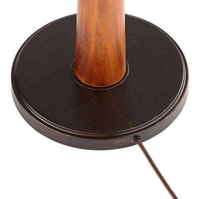 Franklin Iron Works Hunter Rustic Floor Lamp With Tray Table 64 3/4" Tall Faux Wood Bronze USB Charging Port Oatmeal Linen Drum Shade For Living Room 8 Franklin Iron Works Hunter Rustic Floor Lamp With Tray Table 64 3/4" Tall Faux Wood Bronze USB Charging Port Oatmeal Linen Drum Shade For Living Room - Image 8