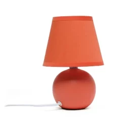 8.66" Petite Ceramic Orb Base Bedside Table Desk Lamp With Matching Tapered Drum Fabric Shade Orange - Creekwood Home -Lighting Discount Store GUEST 19d4adc9 85dd 45bb 9843 d9216047d513