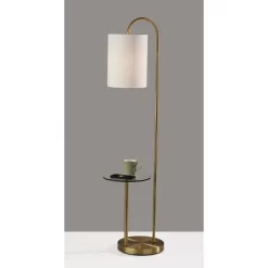Adesso Amira Shelf Floor Lamp Antique Brass: 64" Tall, White Drum Shade, Storage Shelves, ETL Listed -Lighting Discount Store GUEST 1bc2eeef c9a4 4691 995e 9dcef440527b