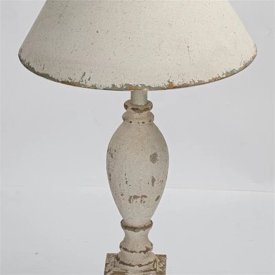 Rustic Vintage Table Lamp With Distressed White And Blue Shade, Elegant Base Design, 28.54" Height, 1pc 5 Rustic Vintage Table Lamp With Distressed White And Blue Shade, Elegant Base Design, 28.54" Height, 1pc - Image 5