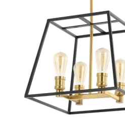 15" 4-Light Lloyd Farmhouse Industrial Iron LED Pendant Black/Brass Gold - JONATHAN Y -Lighting Discount Store GUEST 1e156816 c9f9 466c 85ee 9309767452d8