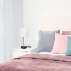 19.5" Bedside USB Port Feature Metal Table Desk Lamp Black With White Fabric Shade - Creekwood Home -Lighting Discount Store GUEST 1f596741 4c2d 433d a2e1 ab1ef5f1dfbc