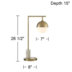 Possini Euro Design Luna Mid Century Desk Table Lamp 26 1/2" High Brass Metal With USB Charging Port Opal Glass Shade For Bedroom Living Room Bedside 13 Possini Euro Design Luna Mid Century Desk Table Lamp 26 1/2" High Brass Metal With USB Charging Port Opal Glass Shade For Bedroom Living Room Bedside -Lighting Discount Store GUEST 20c74750 8a26 4b6a 83fe 2a778835d337