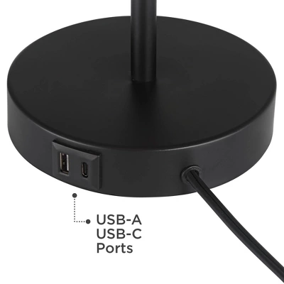 360 Lighting Piper 24" High Gooseneck Small Modern Desk Lamps Set Of 2 USB Port Black Metal Home Office Living Room Charging Bedroom Bedside 4 360 Lighting Piper 24" High Gooseneck Small Modern Desk Lamps Set Of 2 USB Port Black Metal Home Office Living Room Charging Bedroom Bedside - Image 4