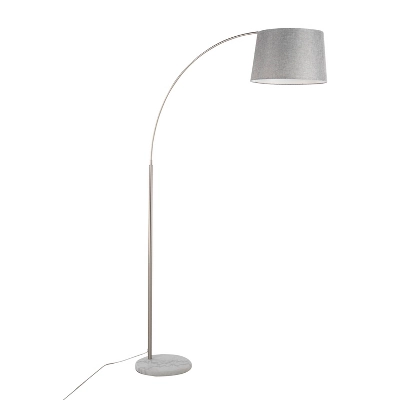 LumiSource March Contemporary Floor Lamp In White Marble And Nickel With Gray Linen Shade: Metal Body, Push Button Foot Switch 9 LumiSource March Contemporary Floor Lamp In White Marble And Nickel With Gray Linen Shade: Metal Body, Push Button Foot Switch - Image 9