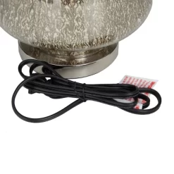 Linen Table Lamp With Faux Mercury Glass Finish Silver - Olivia & May -Lighting Discount Store GUEST 27860429 1410 43b6 9916 064116bdff3d