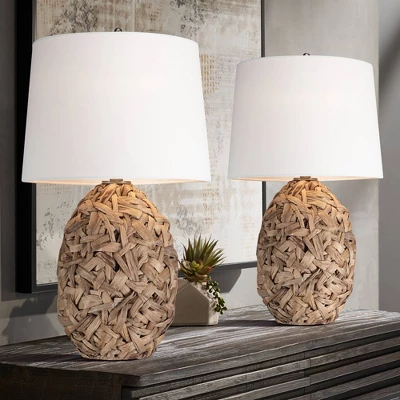 360 Lighting Nantucket 26" High Coastal Modern Farmhouse Rustic Table Lamps Set Of 2 Natural Seagrass Living Room Bedroom Bedside White Shade 1 360 Lighting Nantucket 26" High Coastal Modern Farmhouse Rustic Table Lamps Set Of 2 Natural Seagrass Living Room Bedroom Bedside White Shade