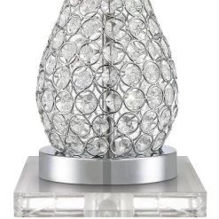 360 Lighting Sergio Modern Table Lamps Set Of 2 With Square Risers 24 1/2" High Acrylic USB Port White Drum Shade For Bedroom Living Room Desk House -Lighting Discount Store GUEST 28430eeb 8e2f 4a98 ae78 e7a1e3f82aba