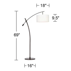 Possini Euro Design Modern Arc Floor Lamp With USB Charging Port 69" Tall Bronze Off-White Drum Shade Adjustable Arm Living Room -Lighting Discount Store GUEST 2935322a b5c0 474e 9dc2 bec2cb9602a4