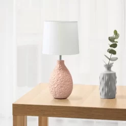 14.17" Traditional Ceramic Texture Thumbprint Tear Drop Table Desk Lamp With Tapered White Shade Pink - Creekwood Home 11 14.17" Traditional Ceramic Texture Thumbprint Tear Drop Table Desk Lamp With Tapered White Shade Pink - Creekwood Home -Lighting Discount Store GUEST 2a2a31b2 c3b2 4cbe 9913 0a065ea0dc90