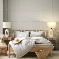 Brightech Artemis Mid-Century (Includes LED Light Bulb) Round Table Lamp Beige Ceramic: Matte Finish, USB Port, Linen Shade, UL Listed, 22" Height -Lighting Discount Store GUEST 2c74d526 d5b1 40db 8d28 462f1d854a38