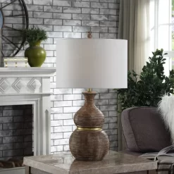 Logan Curved Table Lamp With Fabric Shade - White/Gold - StyleCraft -Lighting Discount Store GUEST 2cddbd04 0301 464a b79c 45b0cab34982