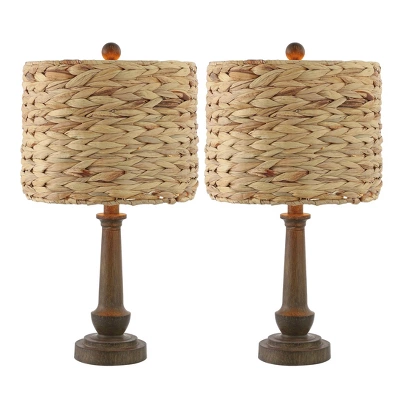 Set Of 2 21.25"Leona Rustic Farmhouse Handwoven Rattan/Resin Table Lamps (Includes LED Light Bulb) Brown Wood Finish - JONATHAN Y: Boho Style 1 Set Of 2 21.25"Leona Rustic Farmhouse Handwoven Rattan/Resin Table Lamps (Includes LED Light Bulb) Brown Wood Finish - JONATHAN Y: Boho Style