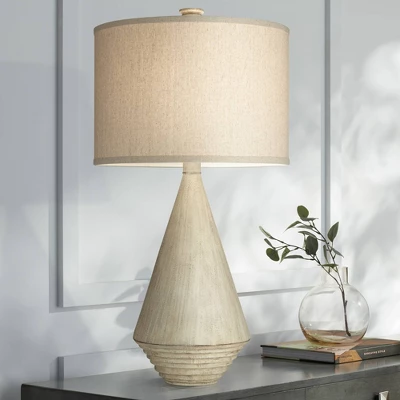 Pacific Coast Lighting Adelis 31" Tall Large Geometric Modern End Table Lamp Beige Faux Bleached Wood Finish Single Living Room Bedroom Bedside House 1 Pacific Coast Lighting Adelis 31" Tall Large Geometric Modern End Table Lamp Beige Faux Bleached Wood Finish Single Living Room Bedroom Bedside House