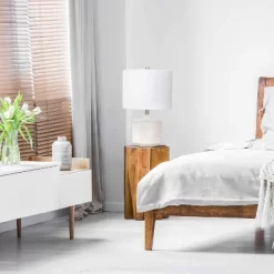 19" Contemporary Bohemian Ceramic Eyelet Pattern Floral Textured Bedside Table Lamp With Fabric Shade Off-White - Lalia Home -Lighting Discount Store GUEST 30f3690a 6921 48a3 bdce 87fc377b1f20