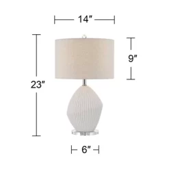 360 Lighting Lara 23" High Small Modern Coastal Accent Table Lamp Sand White Finish Single Oatmeal Shade Living Room Bedroom Bedside Nightstand House -Lighting Discount Store GUEST 31ccded9 a4cf 4621 8066 eb6deae408d1