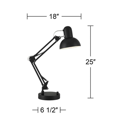 360 Lighting Wyatt 25" High Modern Desk Lamp USB Port Architect Adjustable Height Black Finish Metal Single Home Office Living Room Charging Bedroom 4 360 Lighting Wyatt 25" High Modern Desk Lamp USB Port Architect Adjustable Height Black Finish Metal Single Home Office Living Room Charging Bedroom - Image 4