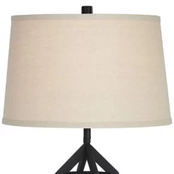 Franklin Iron Works Lucas Western Table Lamps 26" High Set Of 2 Bronze With USB Charging Port And Nightlight LED Drum Shade For Bedroom Bedside Desk -Lighting Discount Store GUEST 32f3da2c 35d5 42a8 86a6 ba015eb35777