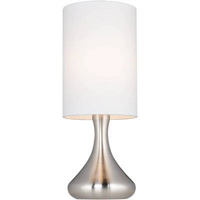 360 Lighting Melmore Modern Mid Century Accent Table Lamps 17" High Set Of 2 Brushed Nickel Metal Droplet White Cylinder Shade For Bedroom House Home 1 360 Lighting Melmore Modern Mid Century Accent Table Lamps 17" High Set Of 2 Brushed Nickel Metal Droplet White Cylinder Shade For Bedroom House Home