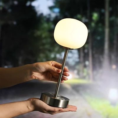 JONATHAN Y 12.25" Natalia Modern Minimalist Iron Rechargeable Integrated LED Table Lamp Nickel/White : Touch Sensor, 3-Way Dimmable 8 JONATHAN Y 12.25" Natalia Modern Minimalist Iron Rechargeable Integrated LED Table Lamp Nickel/White : Touch Sensor, 3-Way Dimmable - Image 8